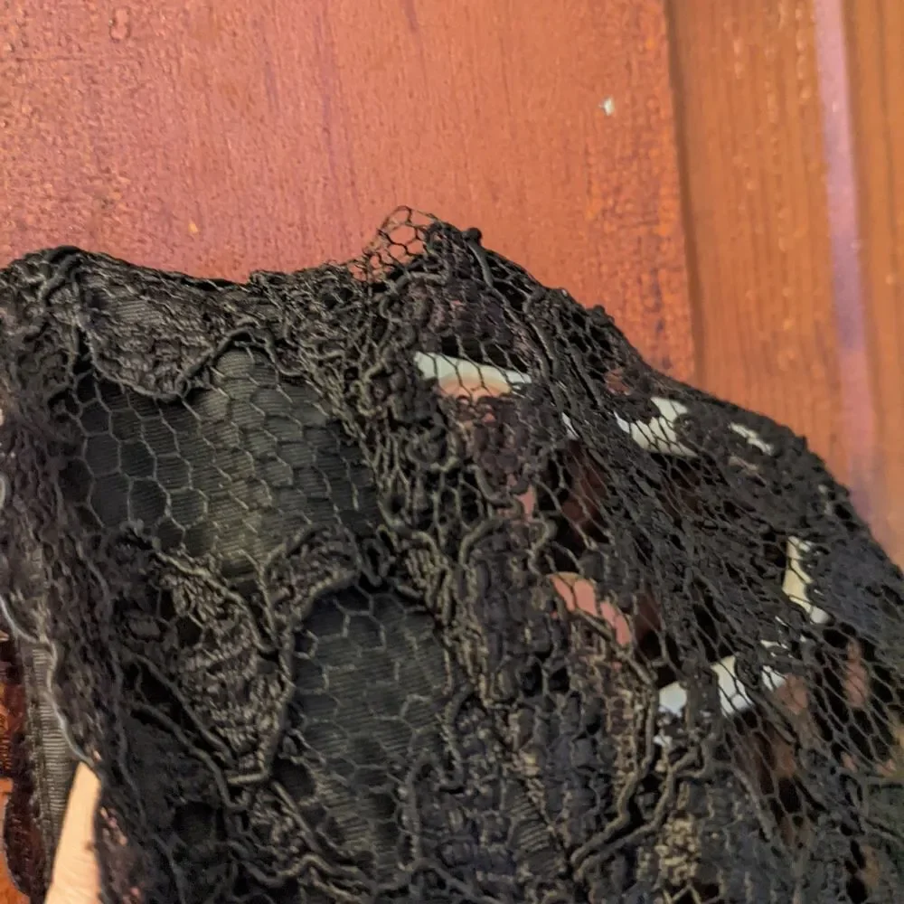 VTG 90s Black Lace Cocktail Mini Dress by Moda International Size 6 - Picture 10 of 16